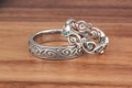 Infinity Leaf Wedding Band Set with Emeralds and Floral Curves