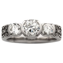 Cross Three Stone Engagement Ring - top view
