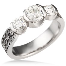 Cross Three Stone Engagement Ring