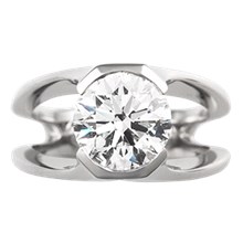 Modern Sculpture Engagement Ring - top view