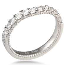 Curved Vintage Diamond Wedding Band