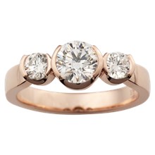 Three Stone Semi Bezel Engagement Ring - top view