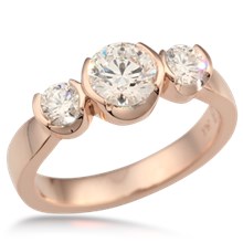 Three Stone Semi Bezel Engagement Ring