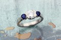 Three Stone Semi Bezel Engagement Ring