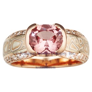 Mokume Diamond Silhouette Engagement Ring