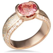 Mokume Diamond Silhouette Engagement Ring