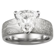 Mokume Trillion Solitaire Engagement Ring - top view