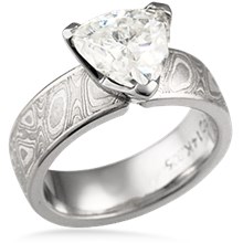 Mokume Trillion Solitaire Engagement Ring