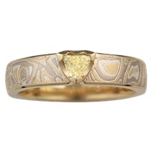 Baby Trillion Mokume Engagement Ring - top view