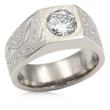 Mokume Straight Flush Engagement Ring