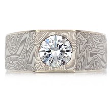 Mokume Straight Flush Engagement Ring - top view