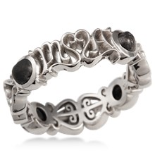 Diamond-Accented Monogram Symbol Wedding Band