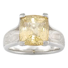 Large Stone Mokume Wing Engagement Ring - top view