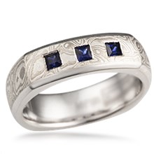 Cushion Shaped Mokume Wedding Band with Diamonds