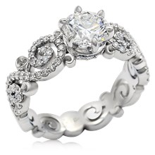Carved Infinity Pave Engagement Ring