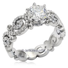 Carved Infinity Pave Engagement Ring 