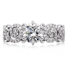Carved Infinity Pave Engagement Ring - top view