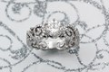 Carved Infinity Pave Engagement Ring