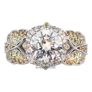 Butterfly Pave Halo Engagement Ring
