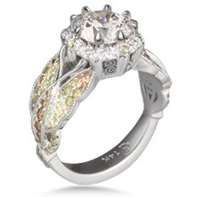 Butterfly Pave Halo Engagement Ring