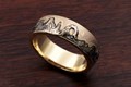 Arch And Mountain With Mokume Sky Wedding Band