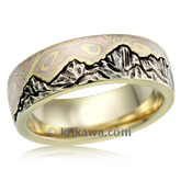 Mountain with Mokume Sky Wedding Band