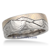Mountain with Mokume Sky Wedding Band