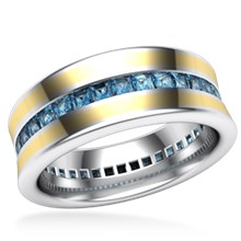 Cigar Channel Diamond Wedding Band - 8mm