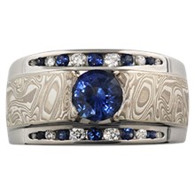 Mokume Flush Stone Engagement Ring - top view