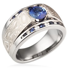 Mokume Flush Stone Engagement Ring