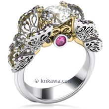 Butterfly Fishtail Pave Engagement Ring