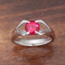 Ruby Carved Branch Engagement Ring - top view