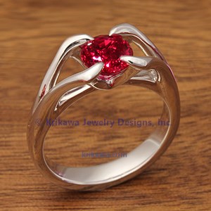 Ruby Carved Branch Engagement Ring