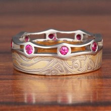 Mokume & Sapphire Coronet Size 10.75