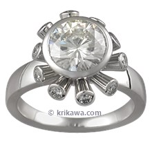 Sputnik Engagement Ring with White Diamonds