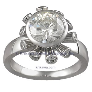 Sputnik Engagement Ring with White Diamonds
