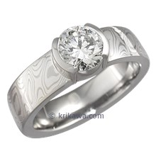 White Mokume Solitaire Straight with Straight Head High Polished