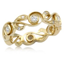Vine and Leaf Diamond Wedding Band