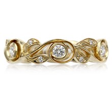 Vine and Leaf Diamond Wedding Band - top view