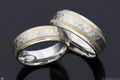 Heavy Hammered Band With Grooves Wedding Ring Set