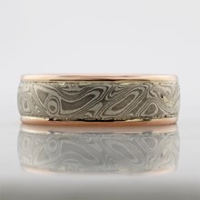 6 mm White Mokume Wedding Band - top view