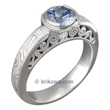 Mokume Curls Engagement Ring with a Blue Sapphire