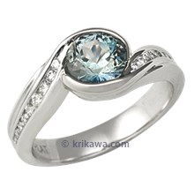 Carved Wave Engagement Ring with Blue Sapphire