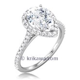 Pear Pave Halo Engagement Ring