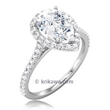 Pear Halo Pave Engagement Ring 
