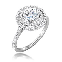 Double Round Halo Pave Engagement Ring