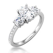 Three Stone Oval & Round-Cut Engagement Ring