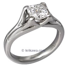 Carved Wing Engagement Ring with Princess Cut Diamond