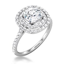 Double Cushion Halo Pave Engagement Ring