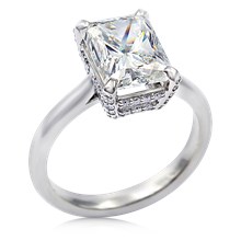 Secret Pave Halo & Cushion Center Engagement Ring